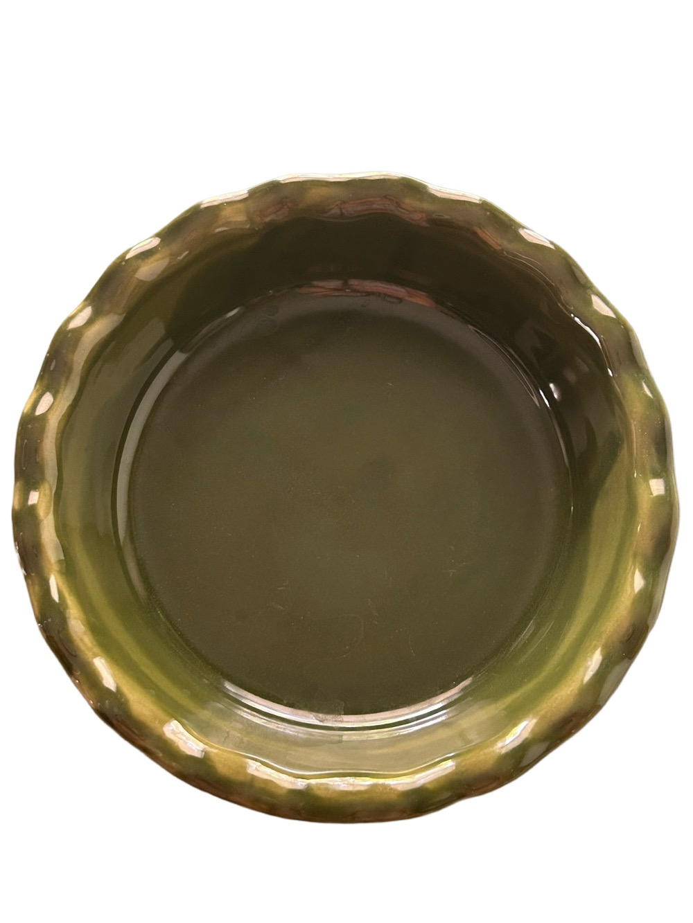 Emile Henry Ruffled Pie Dish Olive Green